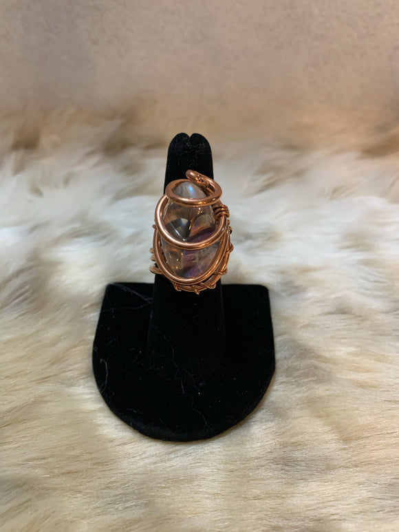 Handmade Copper with Clear Quartz Crystal Ring