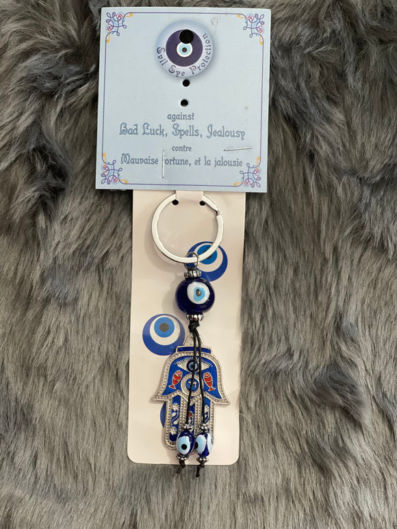 Evil Eye Talisman Protection Key Ring with Fatima (Hamsa)Hand