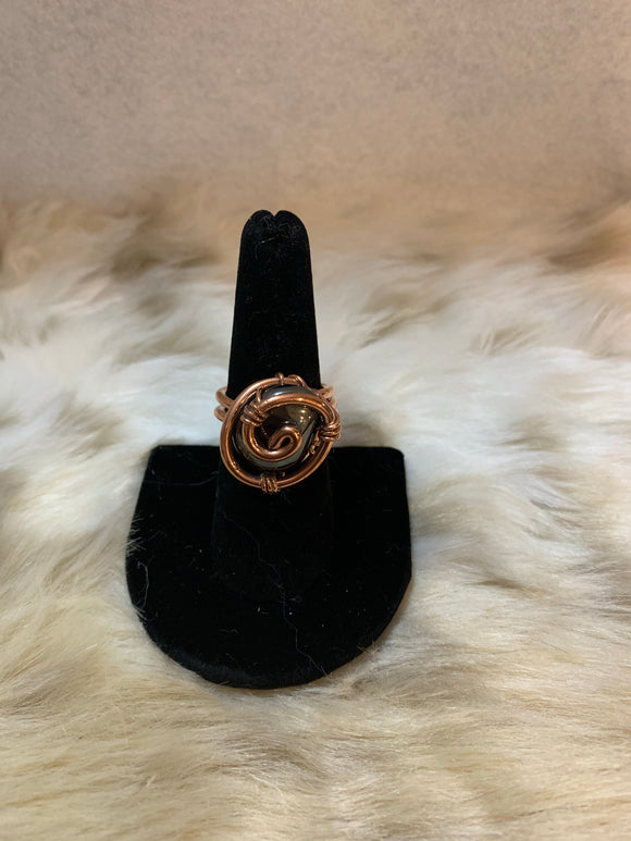 Handmade Copper and Hematite Gemstone Ring
