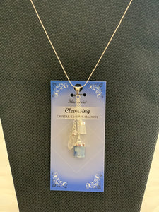 Gemstone Pendant Necklace for Cleansing w/ Clear Quartz, Kyanite and Selenite