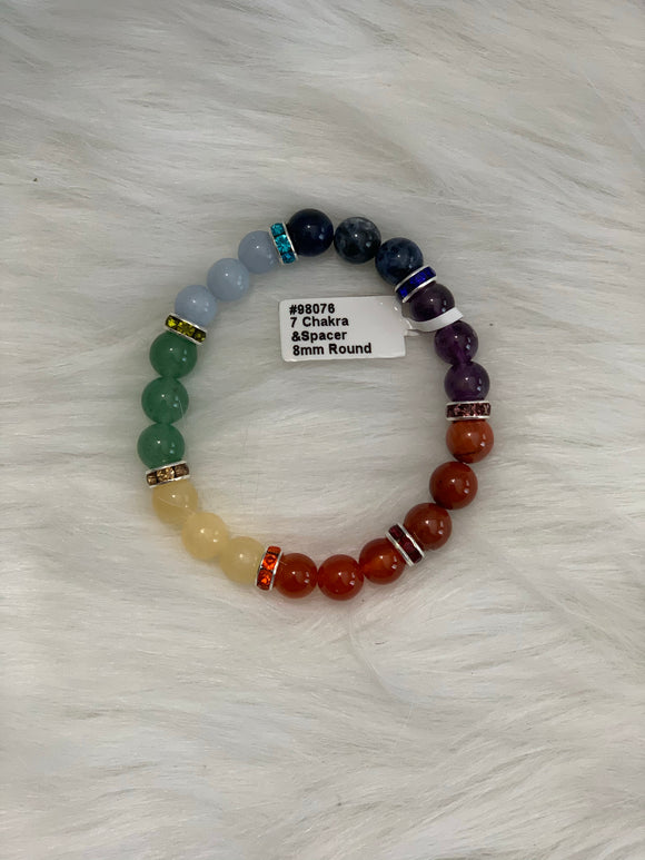 7 Chakra Elastic Bracelet w/ Roundel Spacer