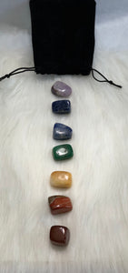 Chakra Tumbled Stone Balancing Kit w/ Velvet Pouch