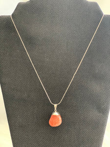 Tumbled Stone Carnelian Pendant Necklace