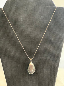 Tumbled Stone Hematite Pendant Necklace