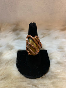 Handmade Copper and Tigers Eye Ring