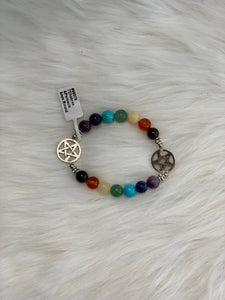 7 Chakra Elastic Bracelet w/ Pentacle